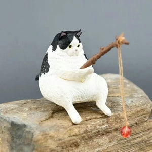 Decoração para aquários - gato de pesca - paisagismo - mini estátua de gato - enfeite